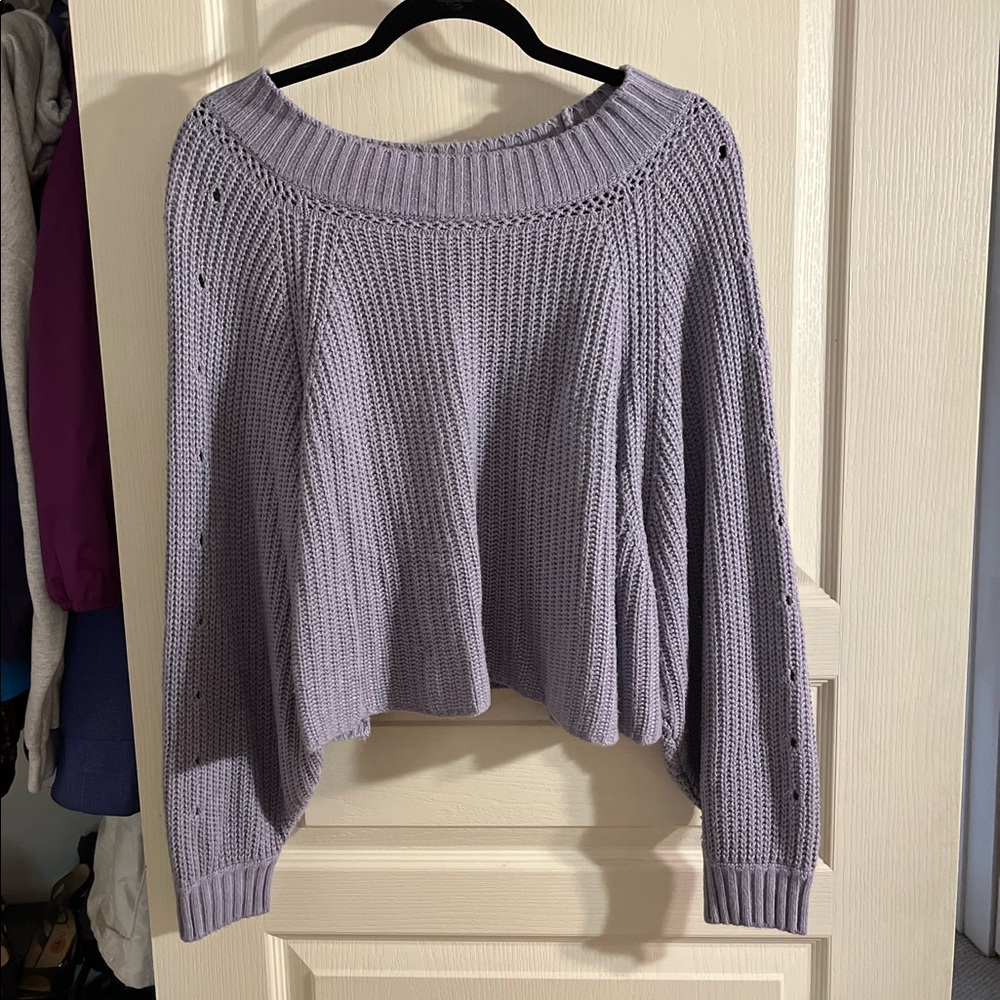 Off the shoulder lavender knit sweater